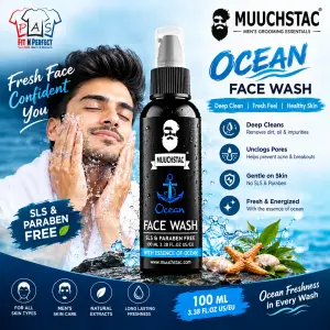 Muuchstac Ocean Face Wash for Men | Fight Acne & Pimples, Brighten Skin, Clears Dirt, Oil Control, R