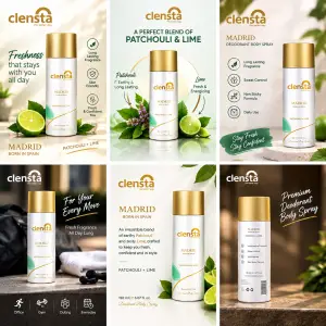 Clensta Madrid Deodorant for Men, Long Lasting Fragrance Body Spray | 150ml Travel