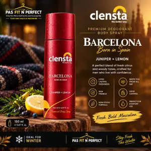 Clensta Barcelona Deodorant for Men 150ml Body Spray | All Day Freshness | Born in Spain