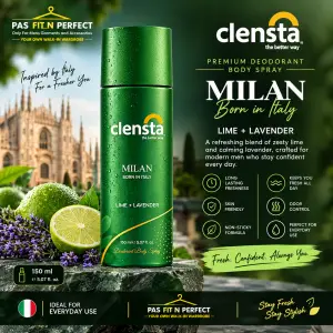 Clensta Milan Deodorant for Men 150ml Body Spray | All Day Freshness | Born in Italy